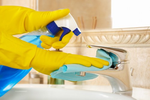 Cleaner working in a secure Rotherhithe apartment building
